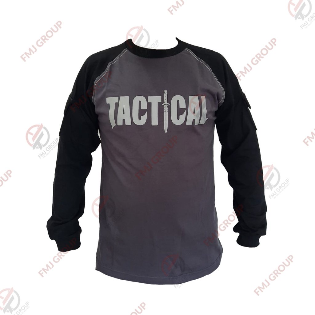 Kaos TACTICAL Lengan Panjang Kombinasi Abu-Hitam / Kaos Panjang TACTICAL / Kaos Reglan Tactical Pria