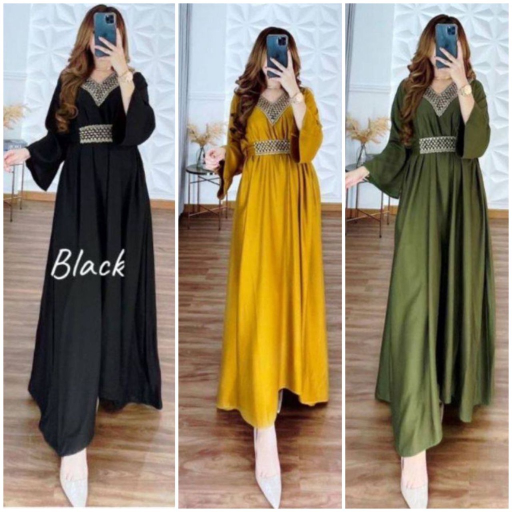 Kaftan Cringkle Airflow Gamis Dress Kaftan Motif Tsamira Super Jumbo Ld 140cm 160cm Rayon Crinkle Fr