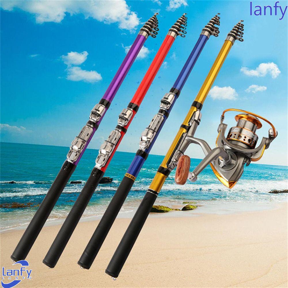 Lanfy Joran Pancing Portable Fishing Tackle Jarak Jauh FRP Pesca Pendek Telescopic Fishing Rod