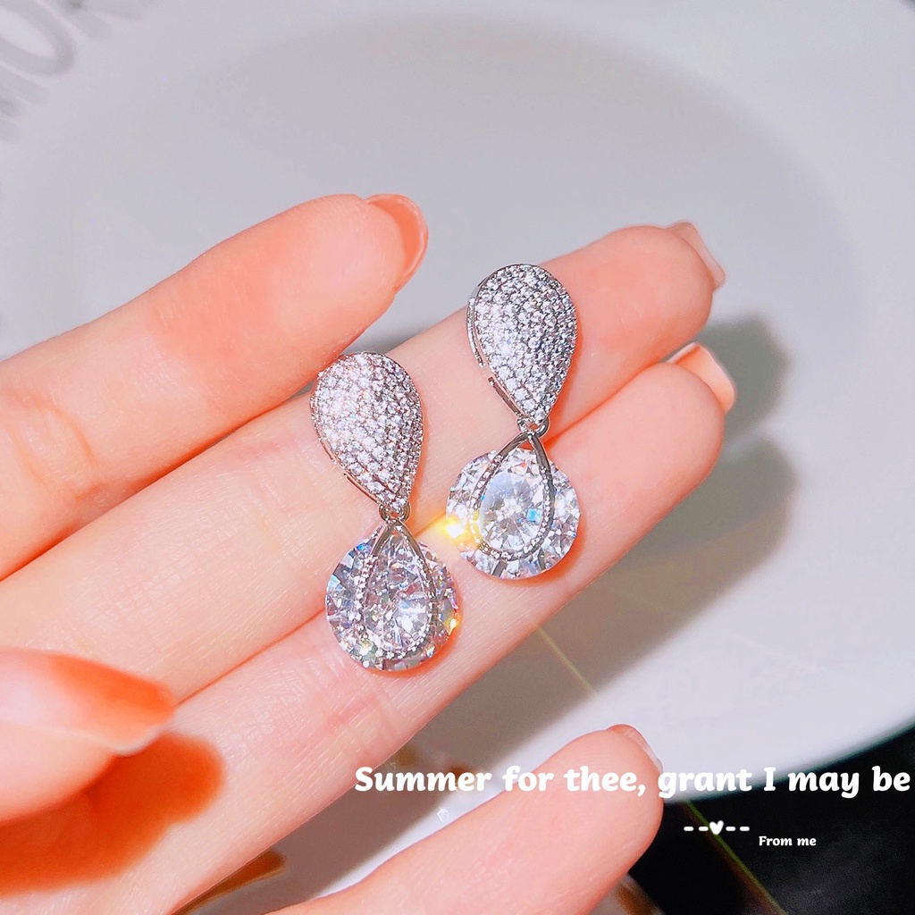 Goldkingdom Aksesoris Perhiasan Fashion Ready Stock, Ultra-shimmering Drop Earrings, Anting Pejantan set Mikro Wanita