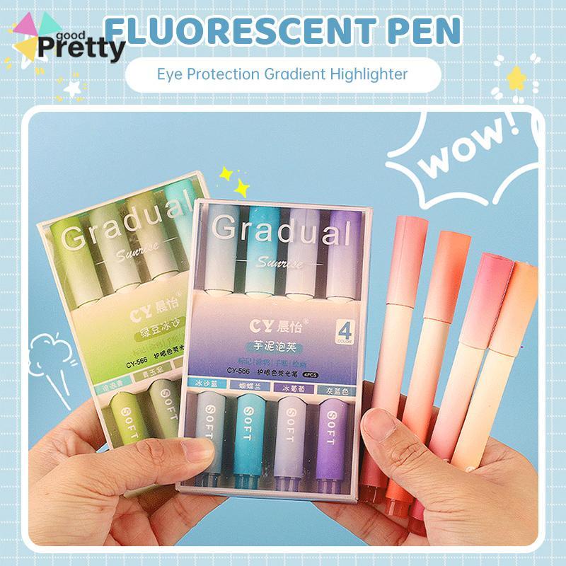 Morandi Eye Care Gradient Highlighter Student Highlight Marker Penanda Kepala Lembut Berkapasitas Besar - PD