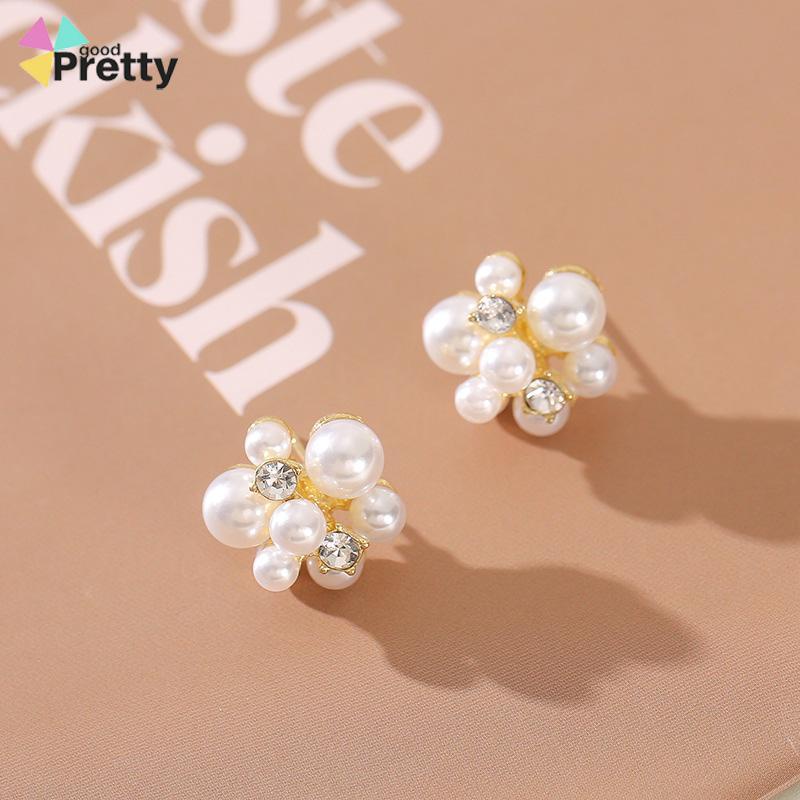 Anting Mutiara Fashion Design Sense Berlian Imitasi  Anti Alergi Anting Perak - PD