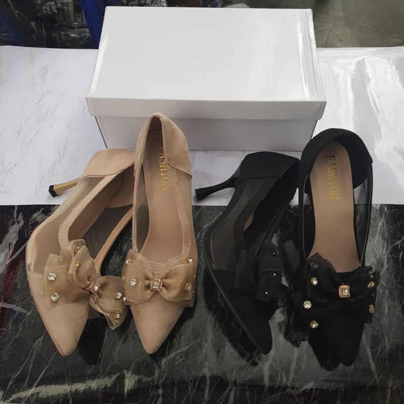 [✅BISA COD] 9023 Sepatu Wanita Import Pita Acc Heels VIRAL 2021 2022