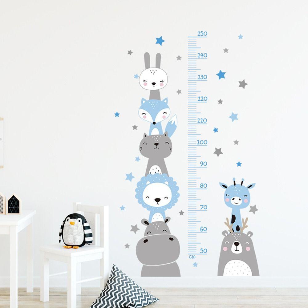 Needway Pengukur Tinggi Badan Stiker Dinding Lucu Tahan Air Perlengkapan Perawatan Bayi Hippo Kelinci Singa Hewan Pola Beruang Baby Nursery Wall Decals