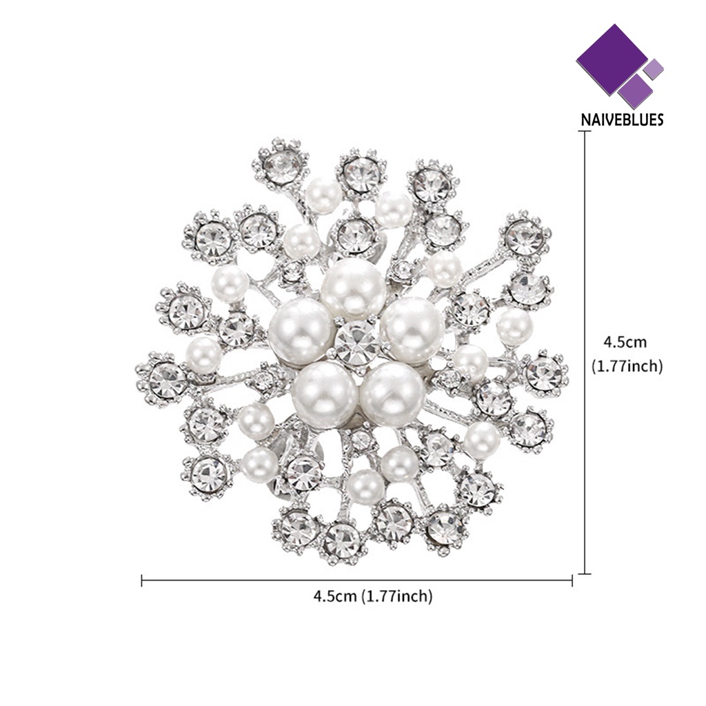&lt; Naiveblues &gt; Bros Lencana Serpihan Salju Bentuk Geometris Temperamen Electroplating Pakaian Colorfast Kreatif Mutiara Imitasi