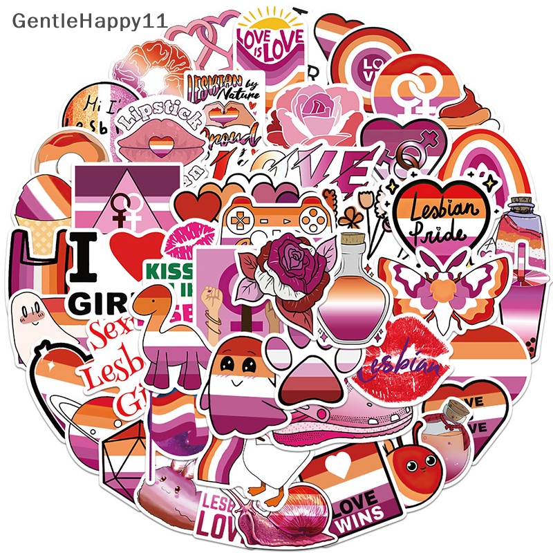 Gentlehappy 50PCS Lesbian Colorful Rain Stiker DIY Laptop Bagasi Skateboard Decals id