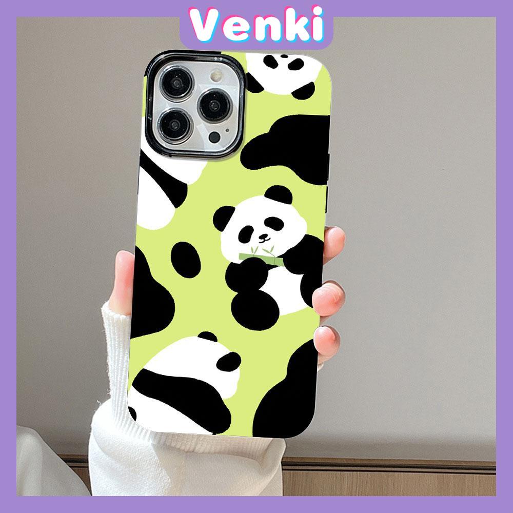 VENKI - For iPhone 11 Phone Case Black Glossy TPU Soft Case Shockproof Protection Camera Cute Small PandaCompatible with iPhone 14 13 Pro max 12 Pro Max xr xs max 7Plus 8 Plus