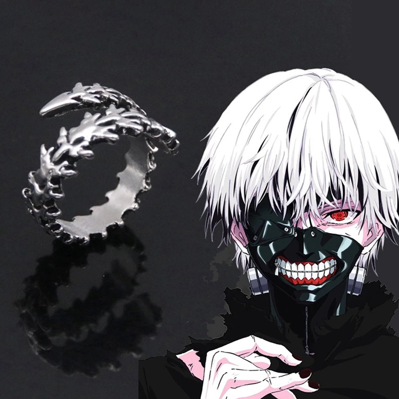 Anime Tokyo Ghoul Cincin Kaneki Ken Cosplay Pembukaan Yang Dapat Disesuaikan Unisex Punk Gothic Lipan Rings Perhiasan Hadiah Prop Aksesoris