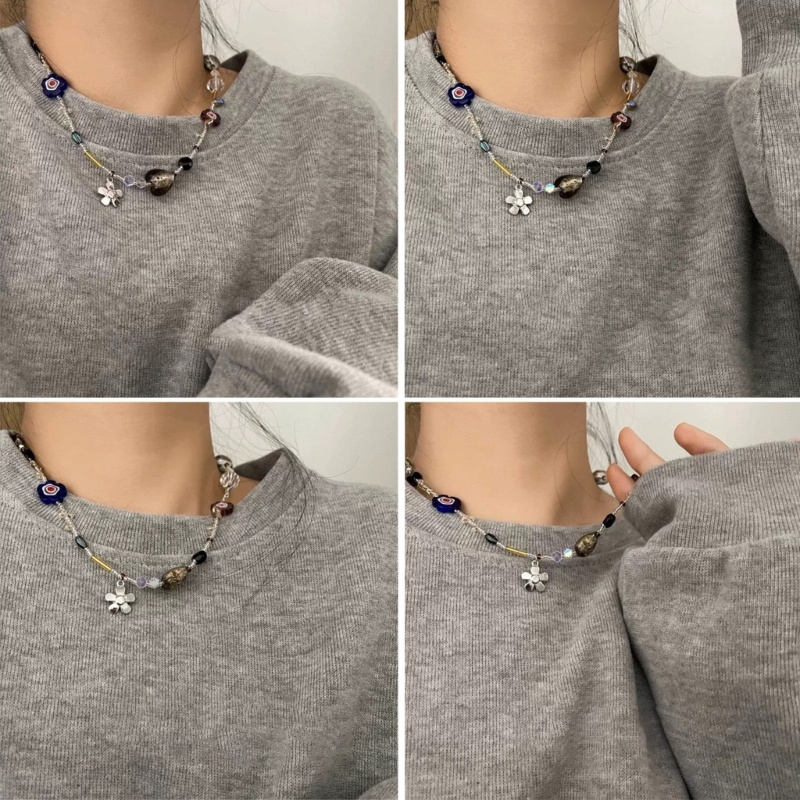 Siy Kerikil Manik-Manik Kalung Untuk Wanita Keren Y2K Choker Perhiasan Indah Choker