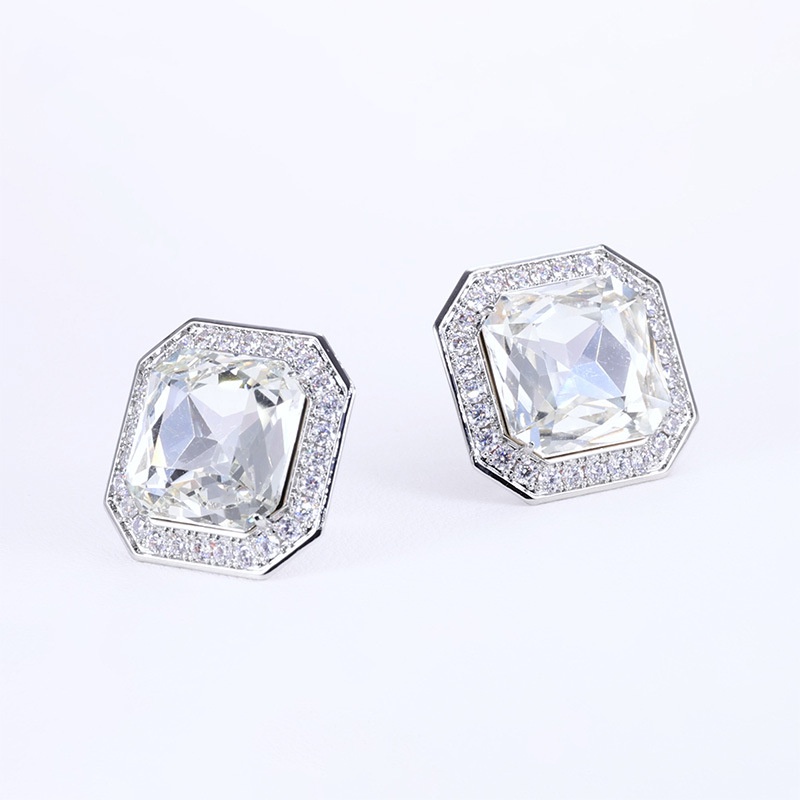 Goldkingdom Aksesoris Perhiasan Fashion Ready Stock Oversized Square Diamond Earrings Berlian Imitasi Anting Seksi.