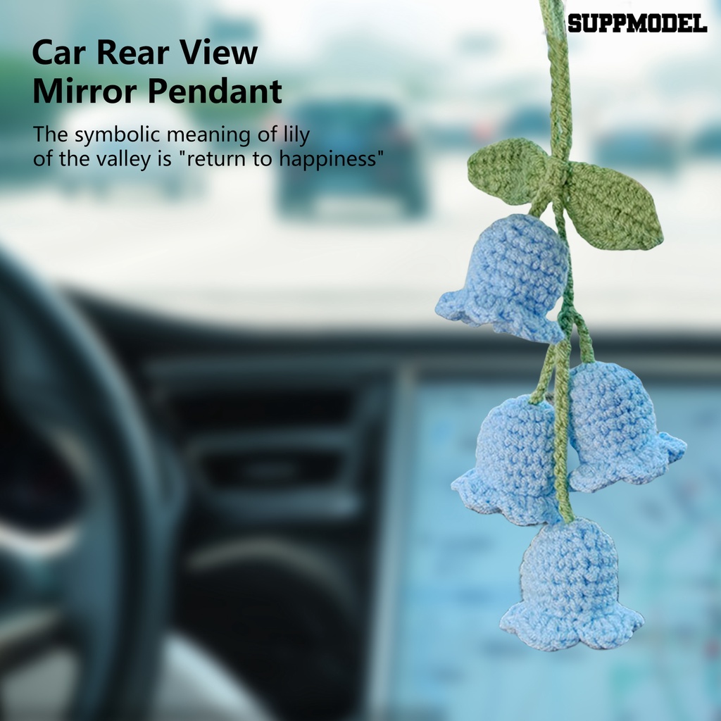 [SM Auto] Liontin Spion Mobil Kain Lembut Rajutan Tangan Bellflower Bunga Liontin Lucu Kreatif Ornamen Handmade Spion Dekorasi Aksesoris Gantung Interior Mobil