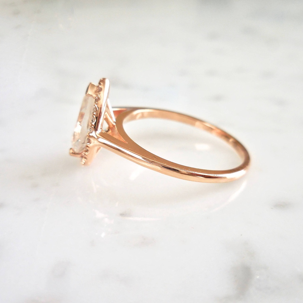 Goldkingdom Aksesoris Perhiasan Fashion Ready Stock Cincin Berlian Berbentuk Pir Tetesan Air Eropa Dan Amerika Dengan Gelang Berlapis Rose Gold Pribadi