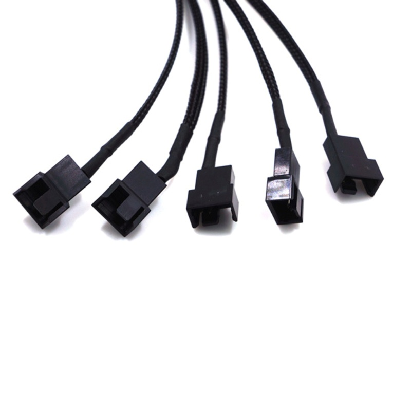 Kabel Adaptor VIVI 15Pin Ke 5-Port 3pin/4pin Kabel Kipas Pendingin Kepang Nilon Hitam