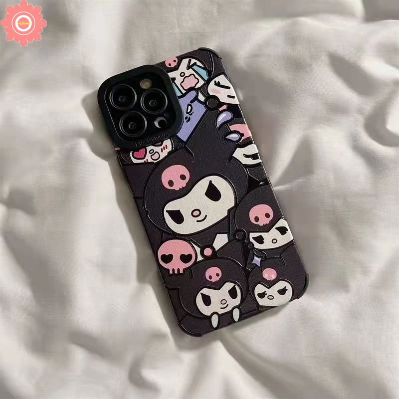 Kartun Lucu Kuromi Kirby Phone Case Kompatibel Untuk iPhone 7Plus XR 11 14 12 13 Pro MAX 7 8 Plus X XS MAX Silikon Lembut Tpu Shockproof Mewah Tekstur Kulit Cover