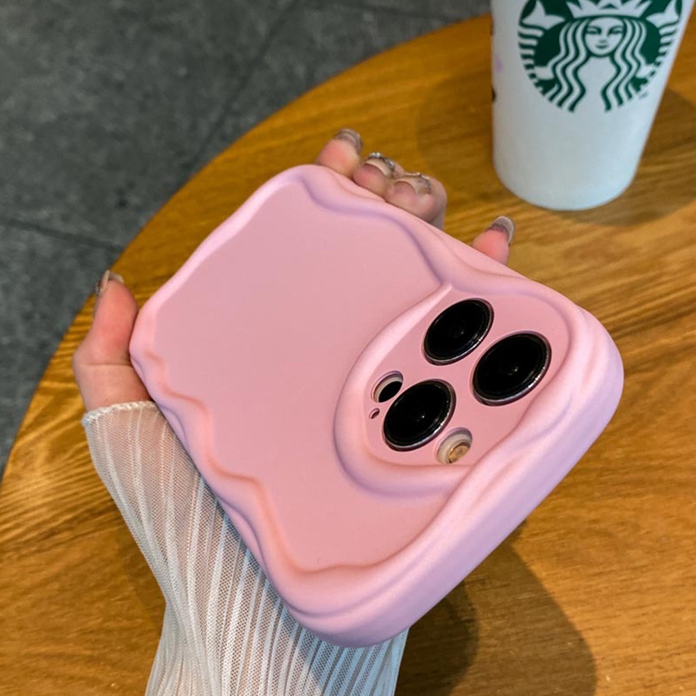 IPHONE Casing Ponsel Lembut Warna Pink Yang Indah Kompatibel Untuk Iphone11 12 13 14 Pro Max X XS XR Fashion Motif Gelombang Shockproof Cover