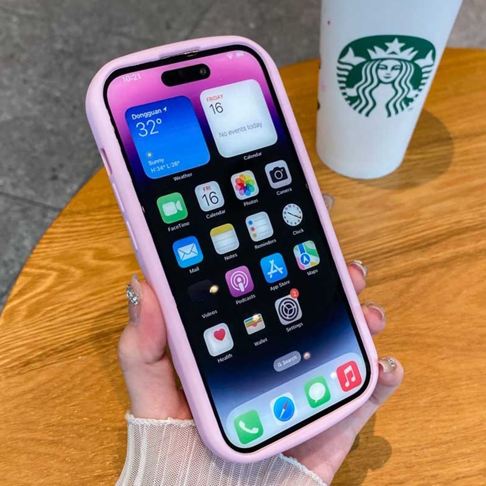 IPHONE Casing Ponsel Lembut Warna Pink Yang Indah Kompatibel Untuk Iphone11 12 13 14 Pro Max X XS XR Fashion Motif Gelombang Shockproof Cover