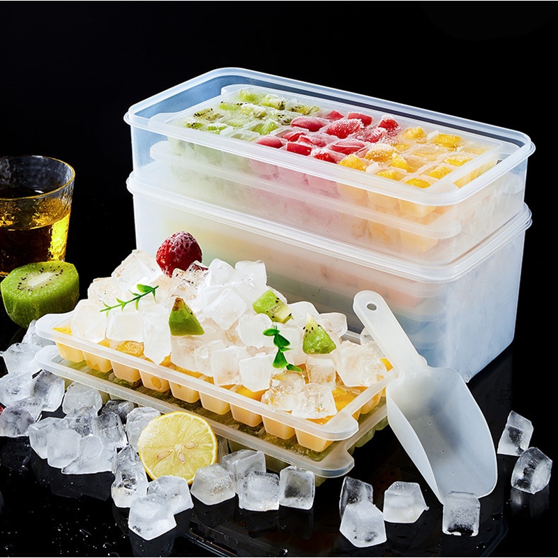 Kapasitas Tinggi PP Es Batu Membuat Tray Ice Bucket Cetakan Food Grade DIY Ice Ball Maker Cepat Beku Silikon Silinder Cangkir Dengan Tutup Es Batu Kotak Penyimpanan Aksesoris Dapur