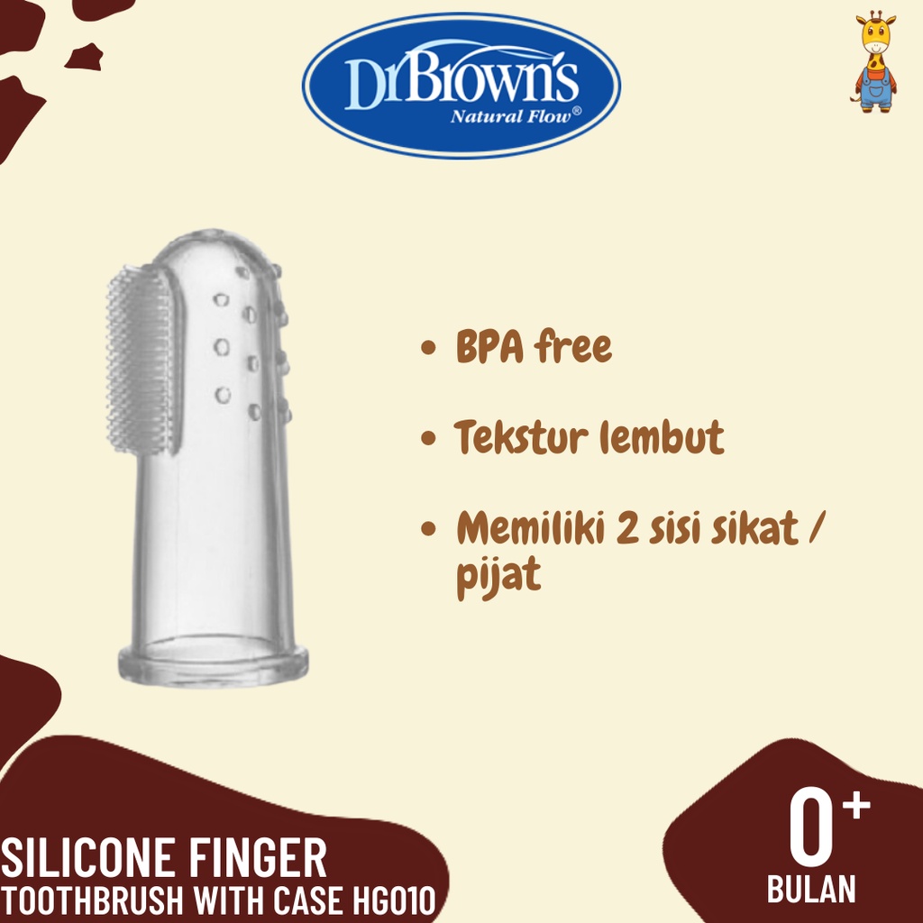 Dr. Brown's Silicone Finger Toothbrush with Case / Toothbrush Bayi / Sikat Gigi Bayi / Sikat Lidah Bayi - HG010