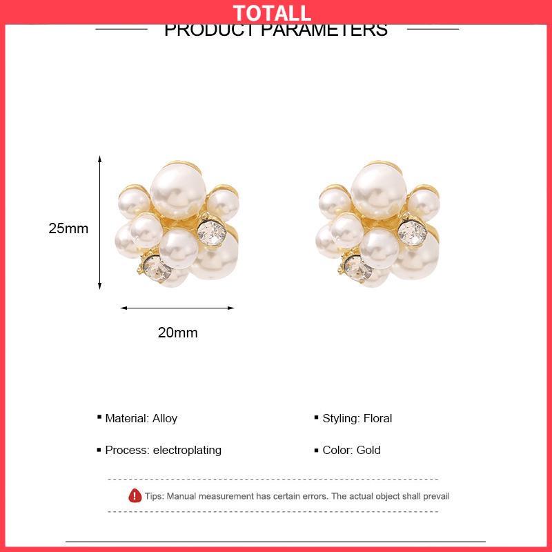 COD Anting Mutiara Fashion Design Sense Berlian Imitasi  Anti Alergi Anting Perak-Totall