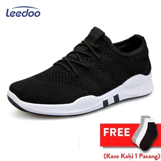 (COD) Leedoo Sepatu Sneakers Pria Import Running Shoes Young Lifestyle EE01 - Hitam, 43