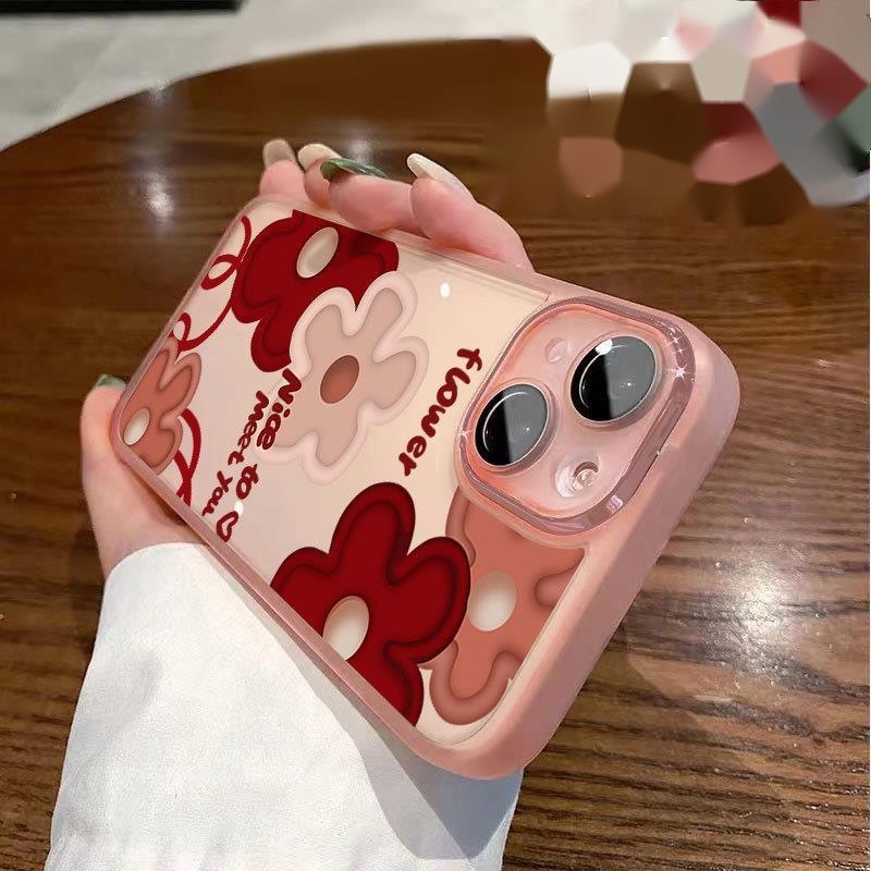 IPHONE Tigawarna Casing Ponsel Desain Bunga Vintage Transparan Kompatibel Dengan Iphone12 13 14 11 Pro Max X Xs Max Xr Nnbqq