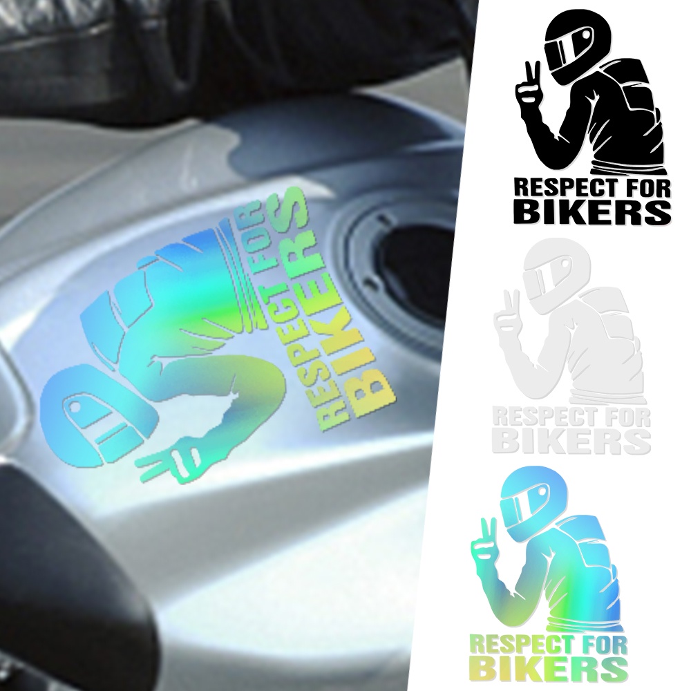 Stiker Mobil Motor Tulisan &quot;Respect for Bikers&quot; Pribadi/Stiker Mobil Berperekat Diri Yang Keren Tren/Stiker Dekorasi Mobil Elektrik