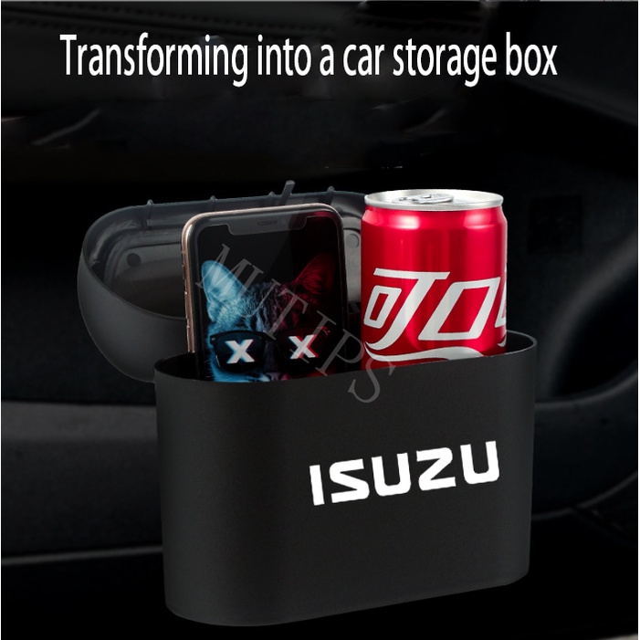 Tempat Sampah Mini Portable Mobil ISUZU Gantung Tutup Flip Dustbin Back Seat Waterproof ABS Storage Box Organizer Untuk Dmax Mux Trooper MU7 TFR Panther Elf Traga Crosswind Panther Sportivo