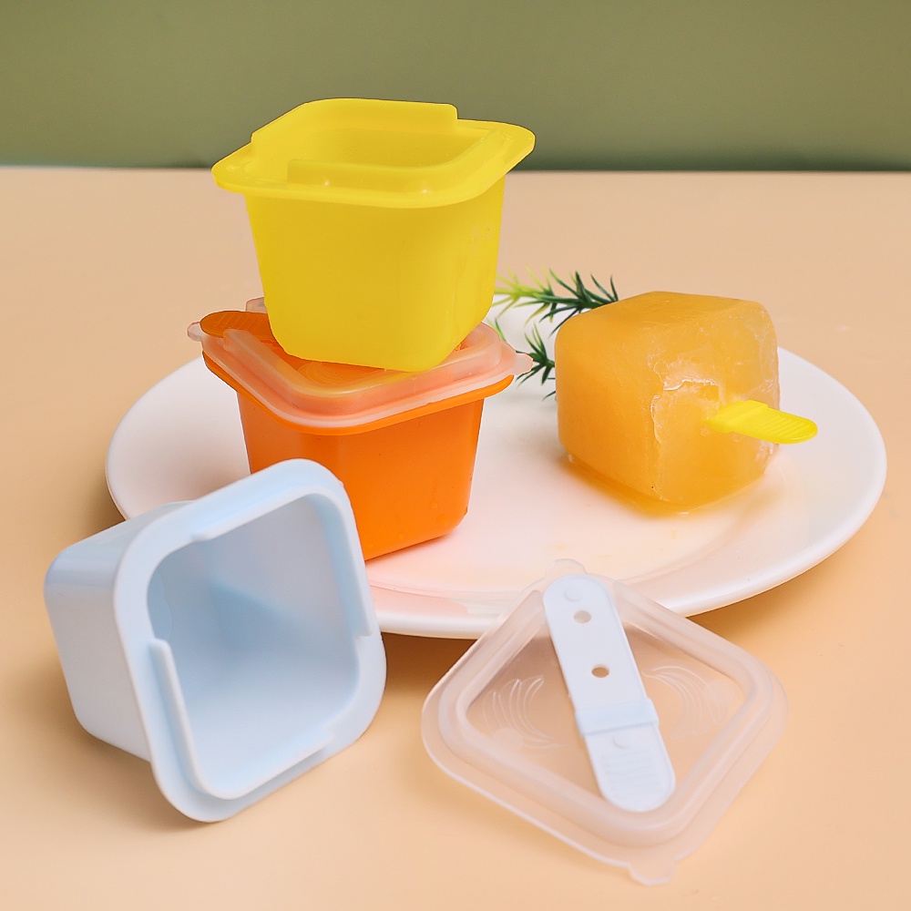 [Harga Grosir] Cetakan Es Loli DIY Demoulding Mudah Tahan Lama Dengan Tongkat/Ice Pop Makers/Reusable Jelly Pudding Mold with Lid/Popsicles Tray Holders/Perlengkapan Dapur