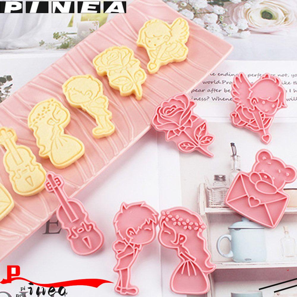 Nanas 6 Pcs/set Hari Valentine Makanan Fondant Plunger Gitar Cupid Cetakan Kue Plastik Cookie Cutter