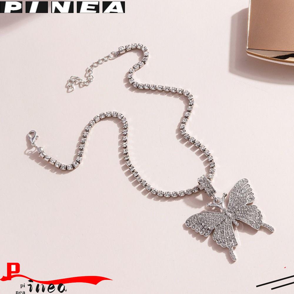 Nanas Kupu-Kupu Liontin Kalung Indah Berlian-Embedded Fashion Choker Necklaces