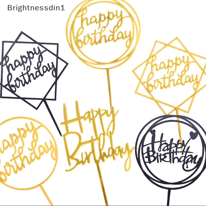 [Brightnessdin1] 10pcs Akrilik Hand wrig Happy Birthday Cake Topper Dessert Dekorasi Pesta Butik