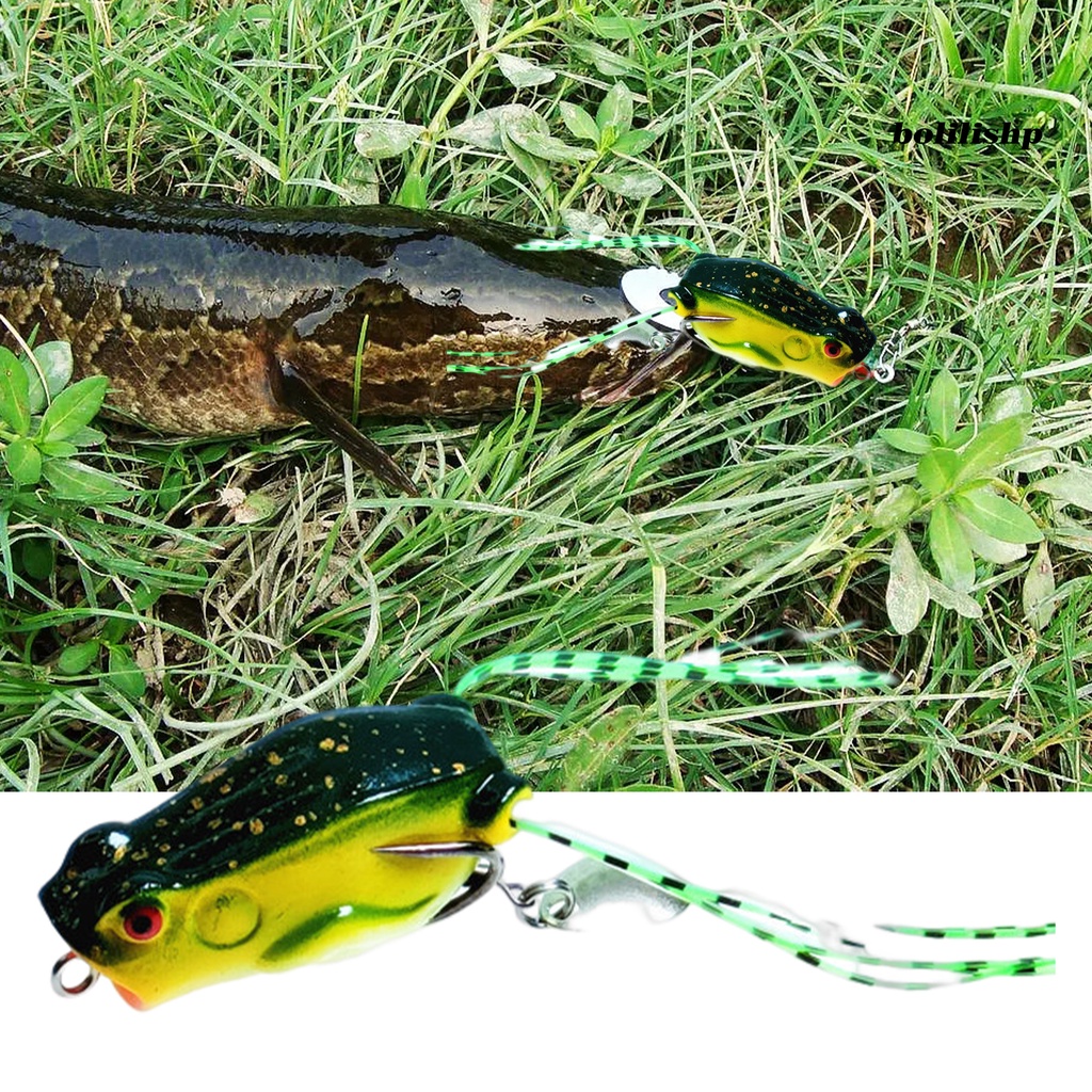 Bo-4cm/7.5g Umpan Pancing Kait Ganda Dengan Jumbai Spinner Payet Berongga Simulasi Pengecoran Panjang Buatan PVC Lembut Snakehead Frog Bait Perlengkapan Memancing