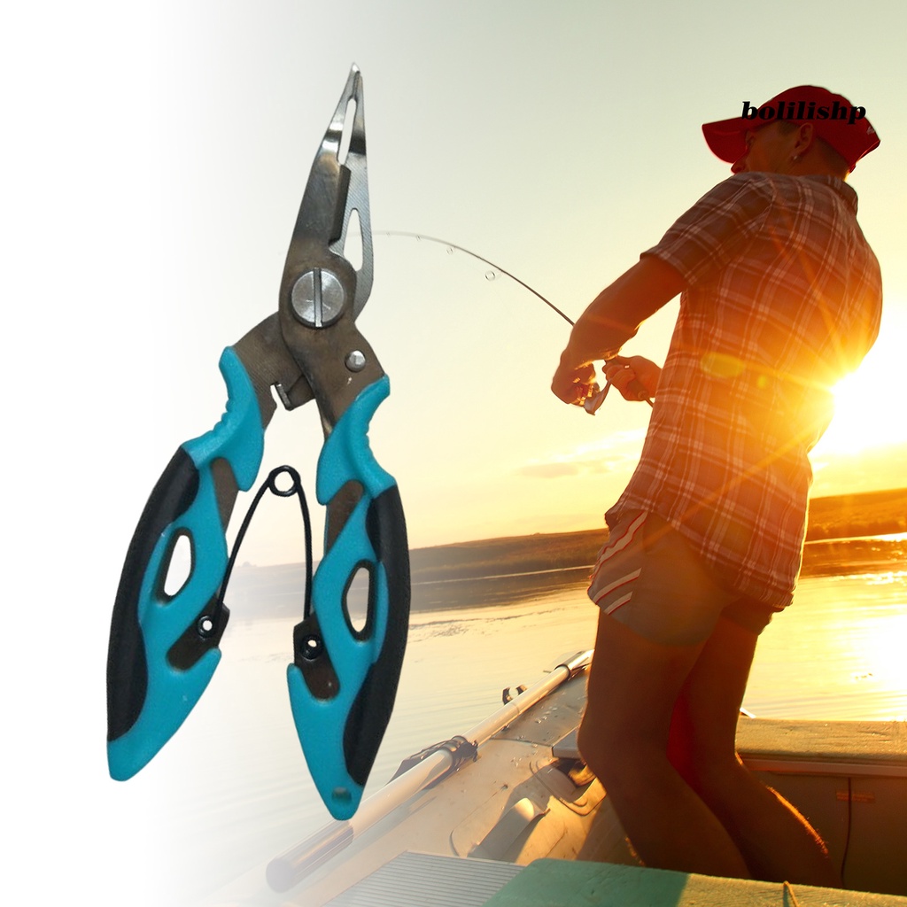 Bo-fishing Tang Penutup Pelindung Pembuka Cincin Ergonomis Stainless Steel PE Line Cutter Hooks Remover Pancing Gunting Perlengkapan Memancing