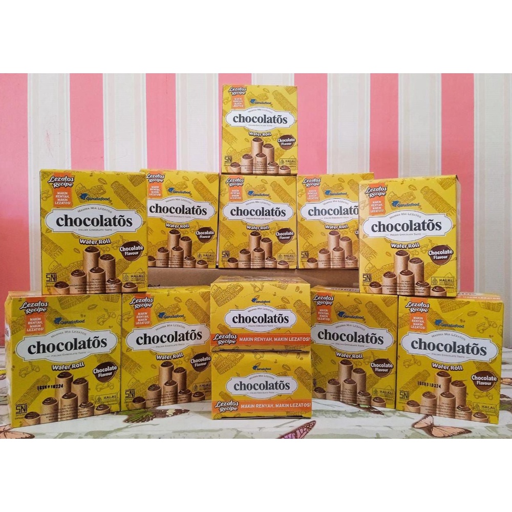 

GARUDAFOOD Chocolatos Wafer Roll Cokelat Stick 1 DUS ISI 12 Box 24 x 8.5 gr HALAL ORIGINAL