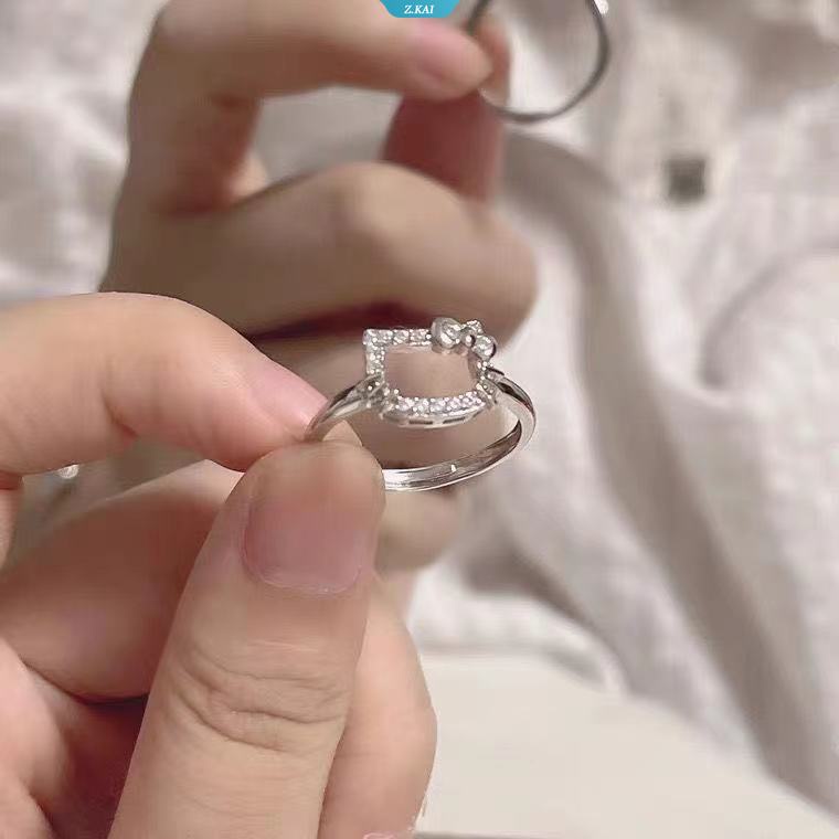 Sanrio HelloKitty Cincin Kawaii Anime Kalung Liontin Kartun Kecantikan Siswa Perhiasan Tangan Hiasan Dekorasi Aksesoris Mainan Gadis Anniversary Gi