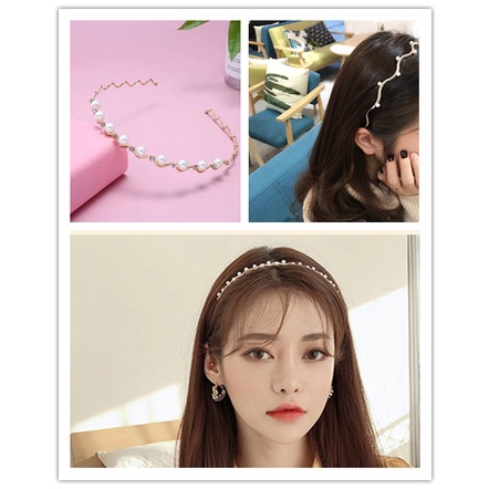 Mutiara Jepit Rambut  Bando Berlian  Gaya Korea Wanita Headband Aksesoris Rambut - SG