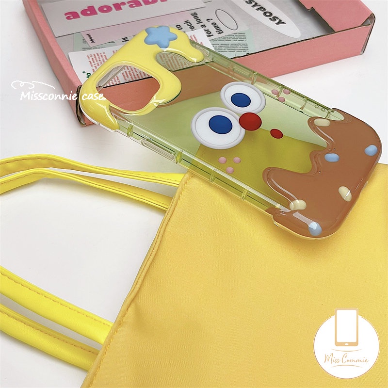 IPHONE Ins Ice Cream Phone Case Kompatibel Untuk Iphone11 12 13 14 Pro Max XR 7Plus X 7 8 Plus XS Max SE 2020 Lucu Lucu Pasangan Ekspresi Shockproof Lembut TPU Cover