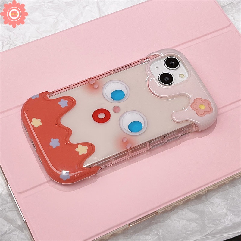 IPHONE Kartun Pasangan Ekspresi Lucu Cute Case Kompatibel Untuk Iphone11 12 14 13 Pro Max 7Plus XR 8Plus 78 Plus X XS Max SE 2020 Korea Aesthetic 3D Ice Cream Silicon Lembut Penutup Belakang