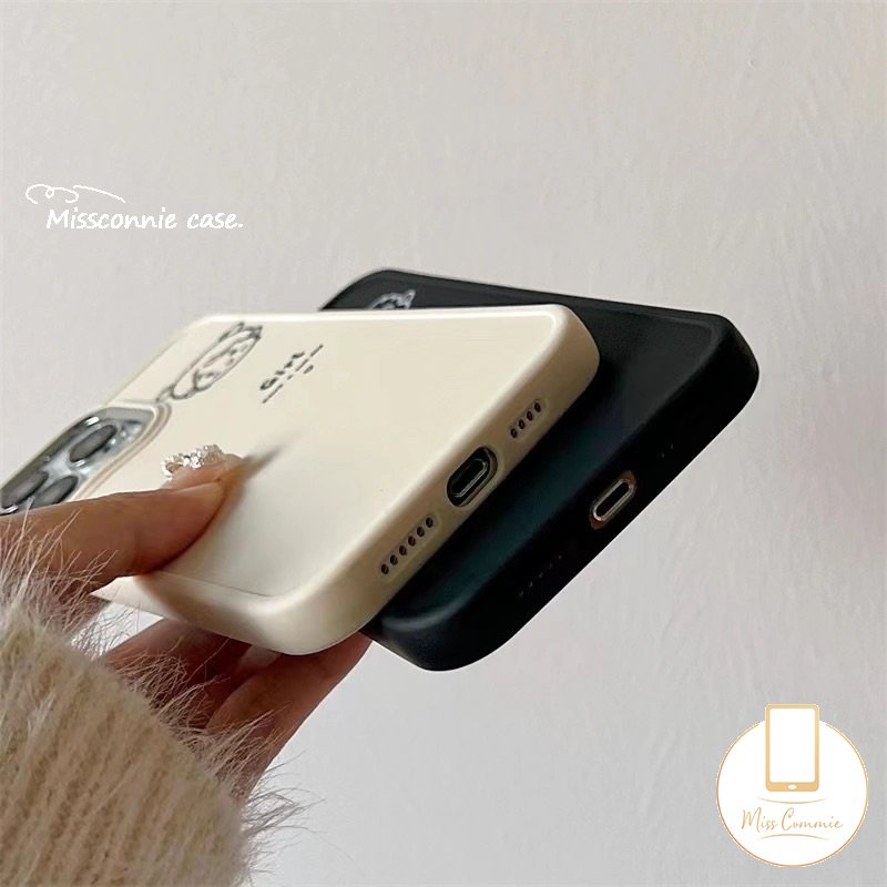 IPHONE Casing Ponsel Cowok Cewek Simple Lucu Kompatibel Untuk Iphone11 14 12 13 Pro Max7 8 Plus X XR 8plus XS MAX 7plus Pasangan Plating Bingkai Lensa Logam Lembut Tpu Penutup Belakang