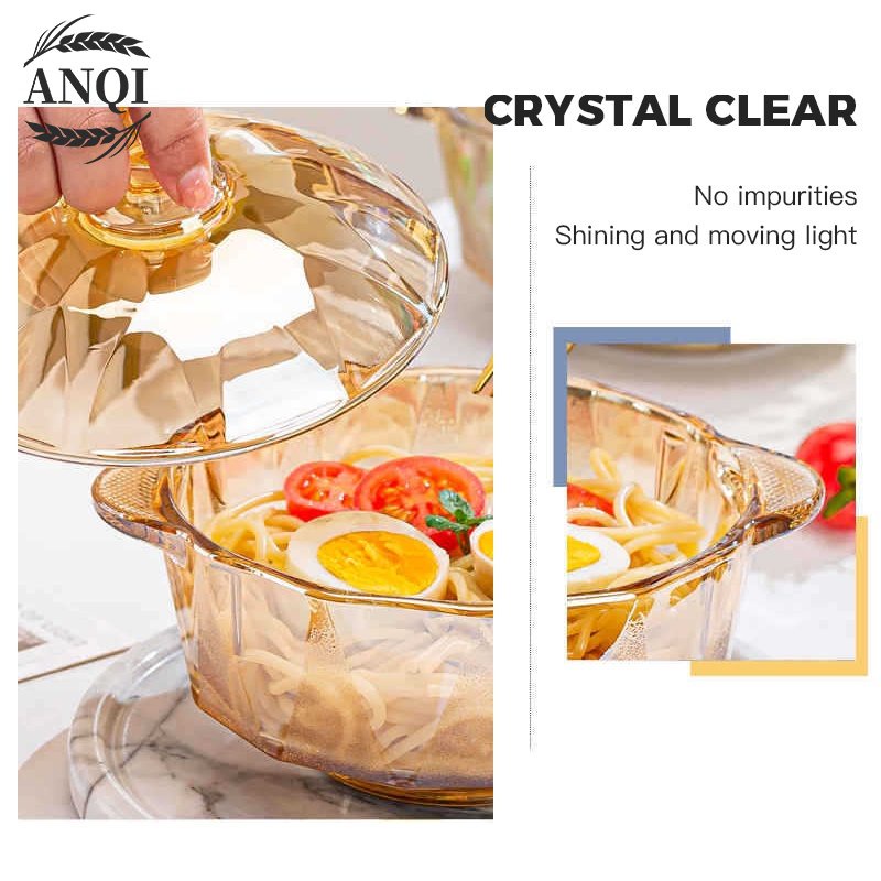 ANQI 1888 Tutup Berlian Glass Pot / Panci Kaca Transparant