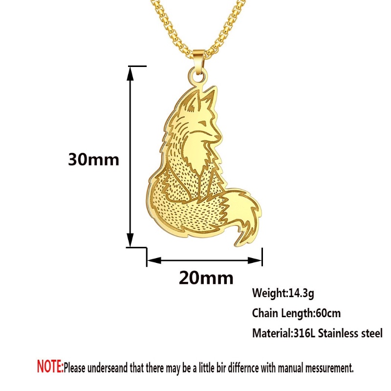 Zh Perhiasan Vintage Stainless Steel Fox Liontin Pria Dan Wanita Fashion Kalung Hip Hop Aksesoris Pesta