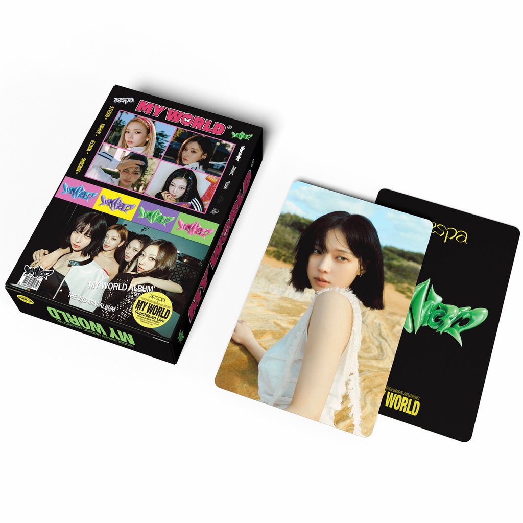 55pcs/box AESPA MY WORLD Photocards MINI 3RD ALBUM Kartu Lomo Kartu Pos Kpop Pedas
