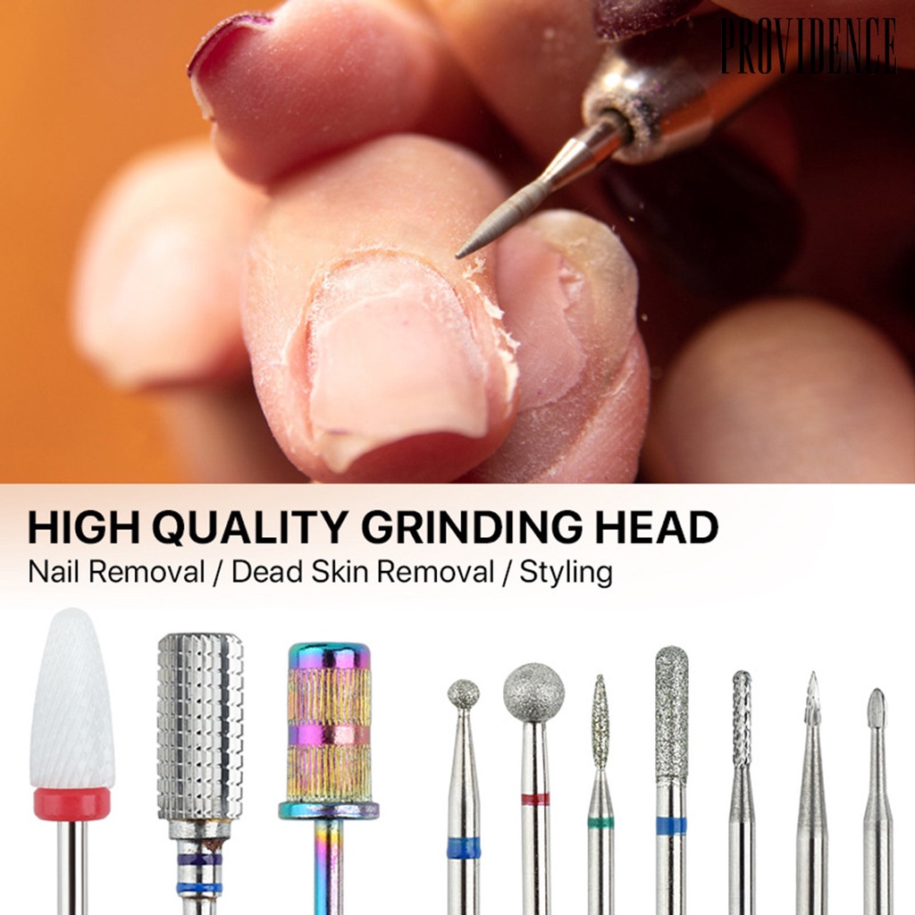 Providence 1set Mata Bor Kuku Tahan Karat Daya Tahan Tinggi Instalasi Sederhana Nyaman Hemat Tenaga Kerja Menghilangkan Kulit Mati Mata Bor Stainless Steel Manicure Pedicure Polishing