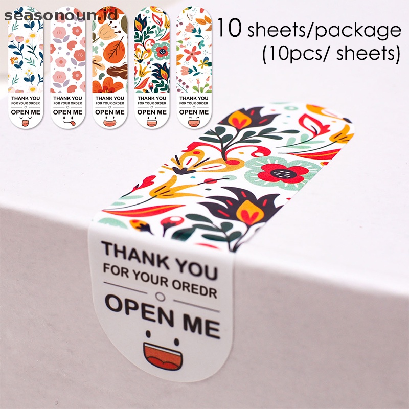 Seasonoun 100Pcs Thank You For Your Order Sticker Untuk Label Segel Label Warna Floral.