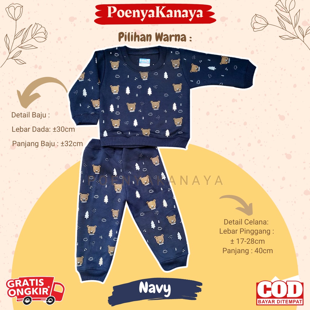 Setelan Sweater Jaket Bayi Anak Panjang FOREST BEAR HBc Size 6-18 Bulan SPY63