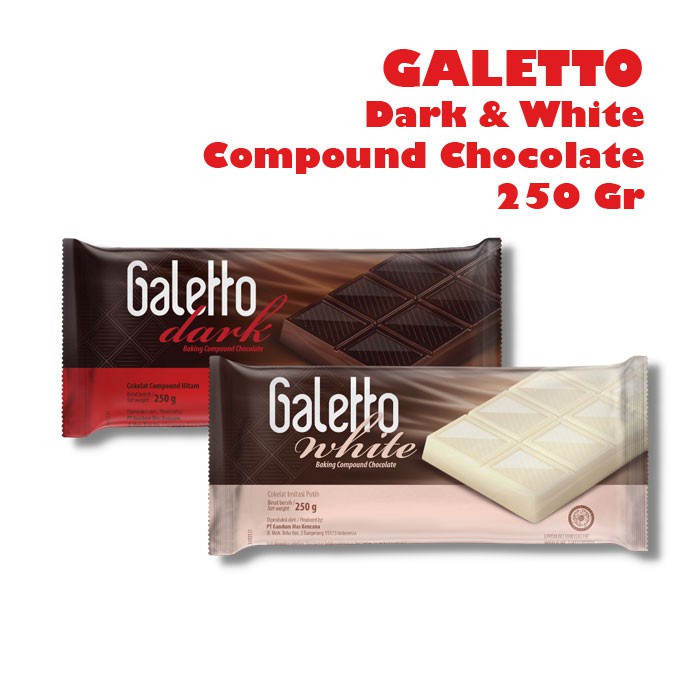 Coklat Batangan Coklat Compound Galetto Dark dan White Chocolate 250 Gr