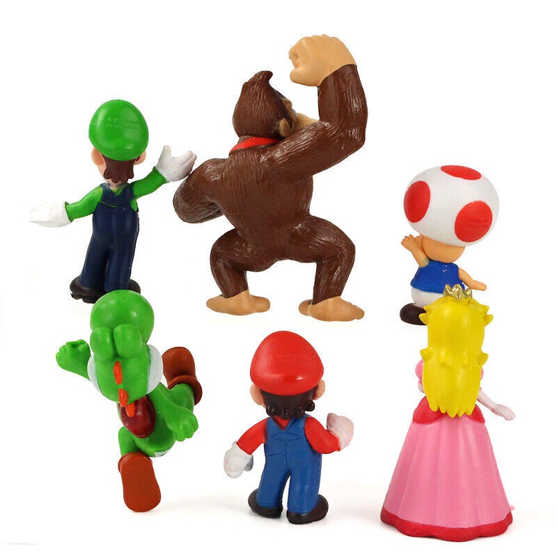 6pcs Super Marie Mario Handmade Figure Louis Jiyao West Dragon Racun Jamur Kartun Boneka Mainan Untuk Anak