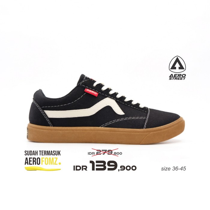 (COD) Aerostreet 36-45 Massive Hitam Gum - Sepatu Sneakers Casual 21HH23 - 39