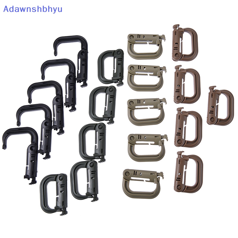 Adhyu 5pcs molle carabiner d Pengunci ring Plastik Klip ring Gesper carabiner Gantungan Kunci ID