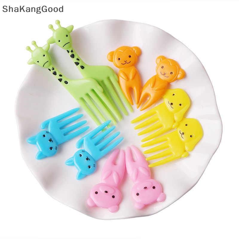 Selip Set 10pcs Hewan Lucu Food Picks Mini Kartun Tusuk Gigi Buah Garpu Picks SKK